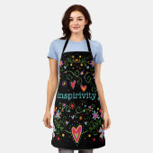 Tablier Amusant floral Whimsical Black Inspirivity Apron (Porté)
