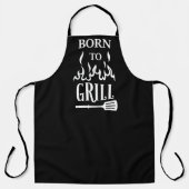 Tablier Amusant Né à Grill Black Grill BBQ Apron (Recto)