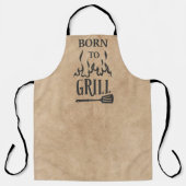 Tablier Amusant Né à Grill Tan Black Grill BBQ Flame (Recto)