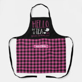 Tablier Amusant Tea Pun Noir Rose Plaid Motif (Recto)