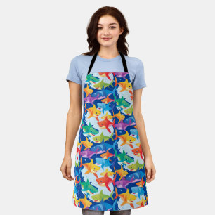 Tablier Amusante fête de ballon d'anniversaire de requin a