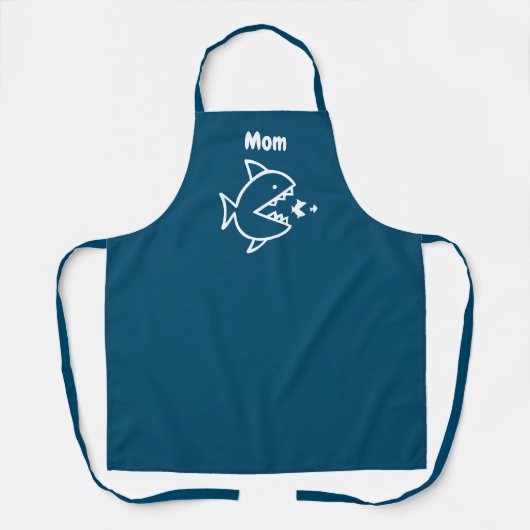 Tablier Amusante maman requin bleu marine Cuisine blanche (Recto)
