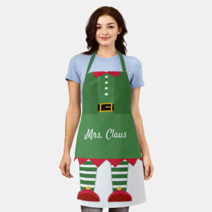 Tablier Amusante Mme Claus Noël Coutume verte et rouge