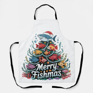 Tablier Amusante Pêche Arbre de Noël Poisson Amant Fisher