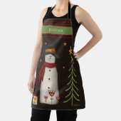 Tablier Amusants Folk Snowman Whimsical Noël Inspirivée (Insitu)