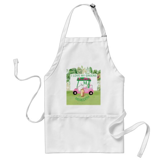 Tablier Amusants Golf Panier Monogramme Nom Love Greens (Devant)
