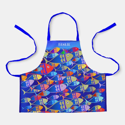 Tablier Amusants poissons colorés Art Déco Apron (Recto)