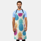 Tablier Ananas coloré Arrière - plan jaune clair (Porté)