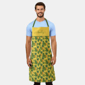 Tablier Ananas et Feuilles tropicaux en or (Porté)