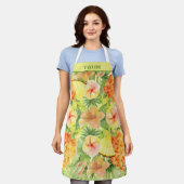 Tablier Ananas et fleurs Personnalisé (Porté)