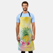 Tablier Ananas, Hibiscus aquarelle Rainbow Tie Dye (Porté)