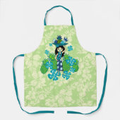 Tablier Ananas Luau Hawaiian Hula Girl Lime Green (Recto)