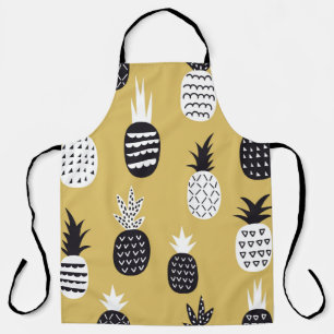 Tablier Ananas noir et blanc sans soudure motif