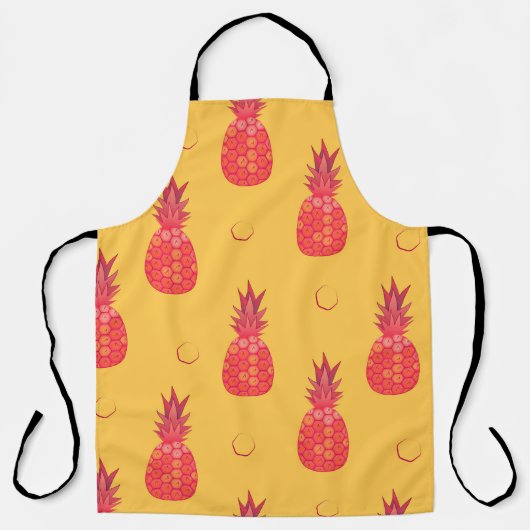 Tablier Ananas rose sur arrière - plan orange. Patte trans (Recto)