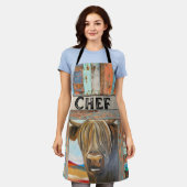 Tablier Ancien chef rustique Highland Cow Apron (Porté)