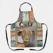 Tablier Ancien chef rustique Highland Cow Apron (Recto)