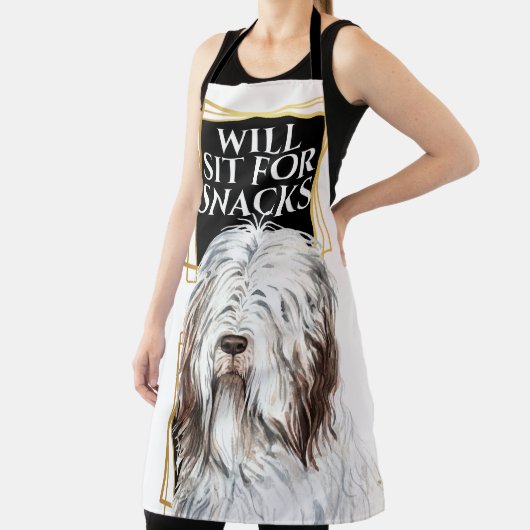 Tablier Ancien chien de garde amusant s'asseoir pour mange (Insitu)