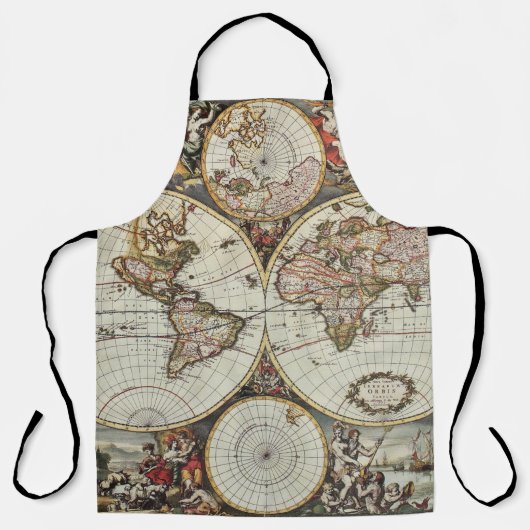 Tablier Ancienne carte des hémisphères du monde. Créé par (Recto)