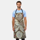 Tablier Ancienne carte des hémisphères du monde. Créé par (Porté)