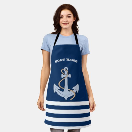 Tablier Ancre bleu marine rayée (Porté)