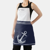 Tablier Ancre marine bleu blanc nom monogramme (Insitu)