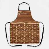 Tablier Ancre marine turquoise bleu blanc gris nom monogra (Recto)