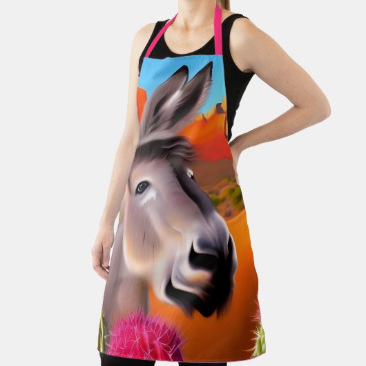 Tablier Âne mignon avec cactus à fleurs (Insitu)