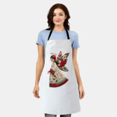 Tablier Ange de Noël avec fleurs de fêtes (Porté)