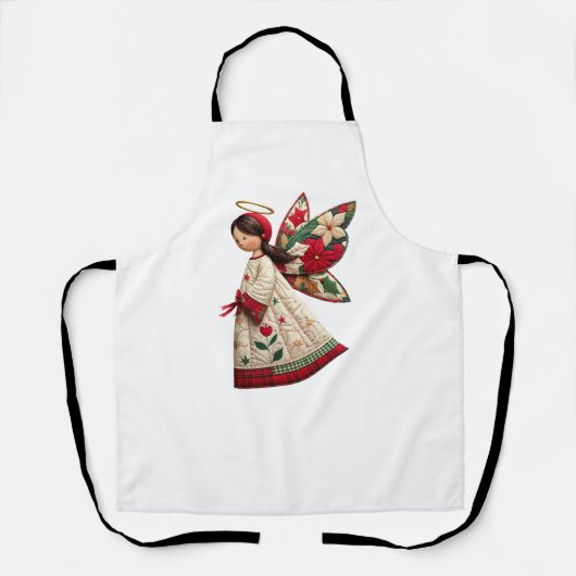 Tablier Ange de Noël avec fleurs de fêtes (Recto)