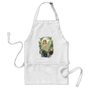Tablier Ange de Pâques victorien avec fleurs de pensée vio