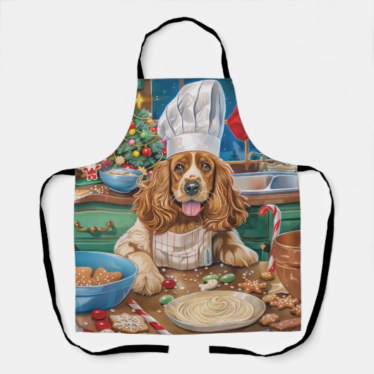 Tablier Anglais Cocker Spaniel Vacances Baking : Noël (Recto)