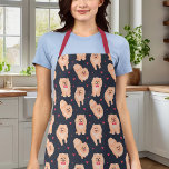 Tablier Animal De Compagnie Rouge Et Bleu De La Marine<br><div class="desc">Cute Marine Bleu Et Rouge Poméranien Pet Apron</div>