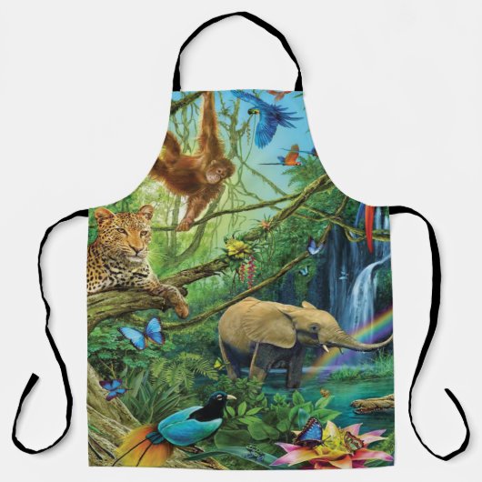 Tablier Animals living together throw pillow (Recto)