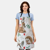 Tablier Animaux de bois motif de Noël Nordic (Porté)