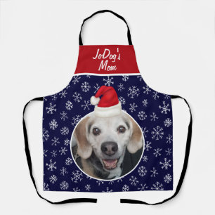 Tablier Animaux de compagnie Red Santa Hat Snowflakes Navy