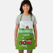 Tablier Animaux de ferme et tracteur rouge Barnyard Nom pe (Insitu)