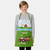 Tablier Animaux de ferme et tracteur rouge Barnyard Nom pe (Porté)