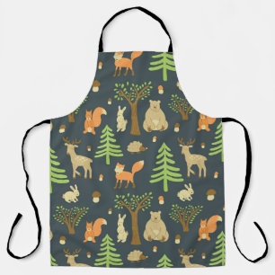 Tablier Animaux de forêt vintages, Motif pour enfants.