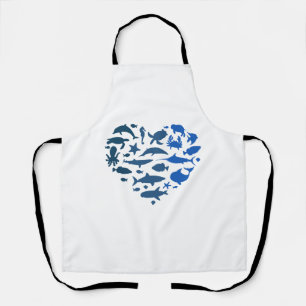 Tablier Animaux de mer du coeur