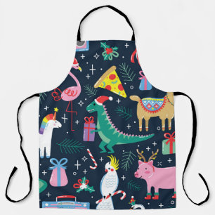 Tablier Animaux De Noël, Design Sans Fil.