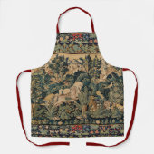 Tablier ANIMAUX D'IMAGINAIRE, CHEVAUX, BOIS Bleu Vert Flor (Recto)