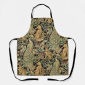 Tablier ANIMAUX FORESTIERS Fox, Peacock, Lièvre En Vert Fl (Recto)