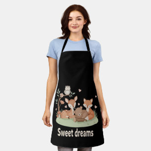 Tablier Animaux Mignons de la Forêt Endormis Douce Nuit Nu