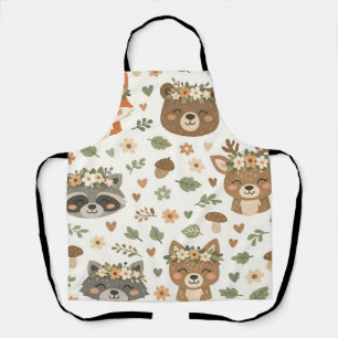 Tablier Animaux mignons de la forêt motif floral