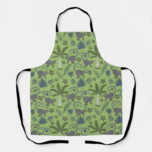 Tablier Animaux tropicaux sans soudure motif vert et gris (Recto)