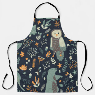 Tablier Animaux vintages Texture florale sans fil