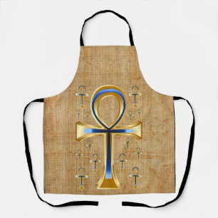 Tablier Ankh égyptien - Design or et bleu