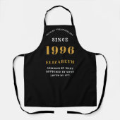 Tablier Anniversaire 30 ans personnalisé 1996 Noir & Or (Recto)