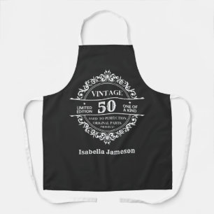 Tablier Anniversaire 50 ans Monogramme Noir et Blanc Vinta