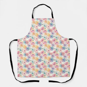 Tablier Anniversaire Floral sans couleur rose, jaune et bl
